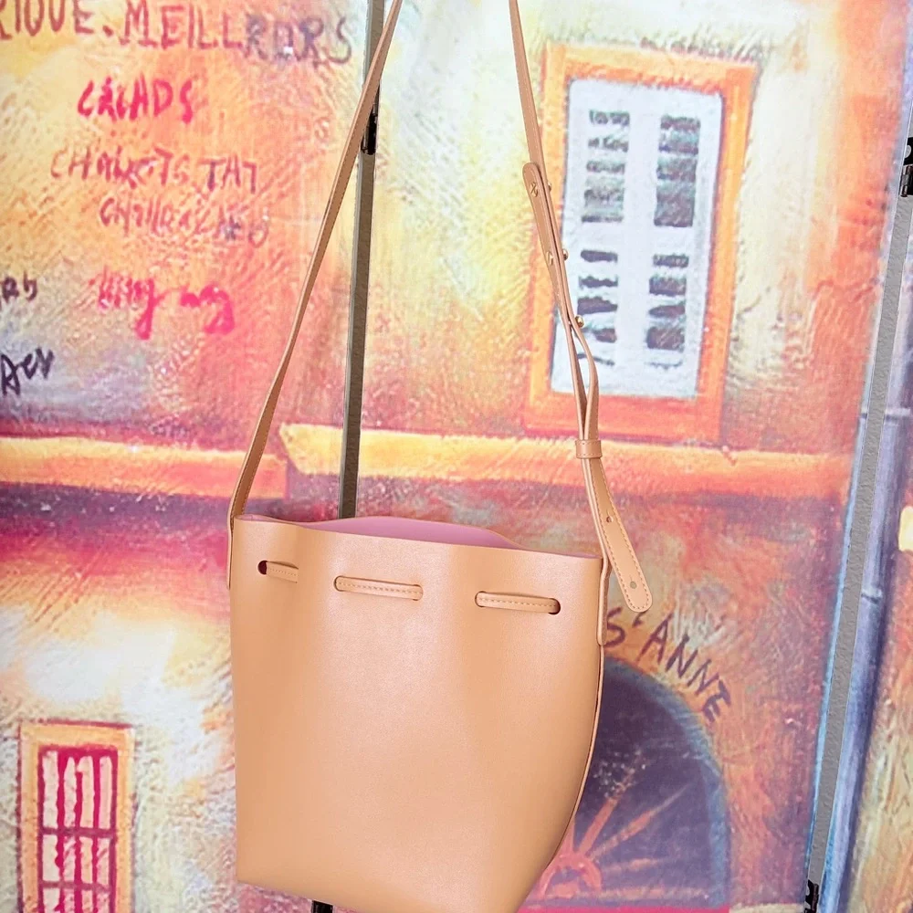 Mansur Gavriel Cammello/Rosa Leather Mini Bucket Bag - Picture 5 of 10